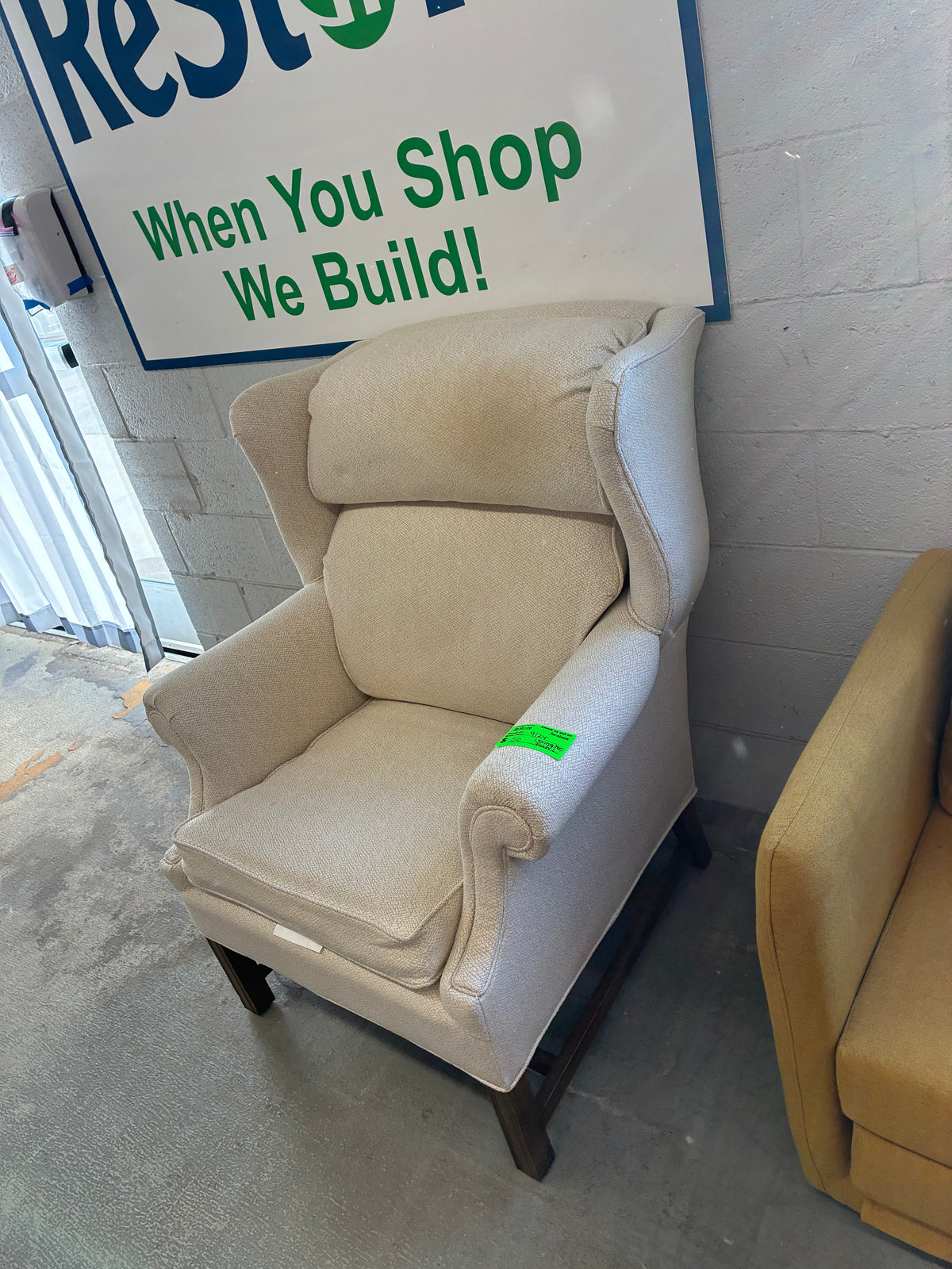 Lexington Cream Upholstered Wingback Chair