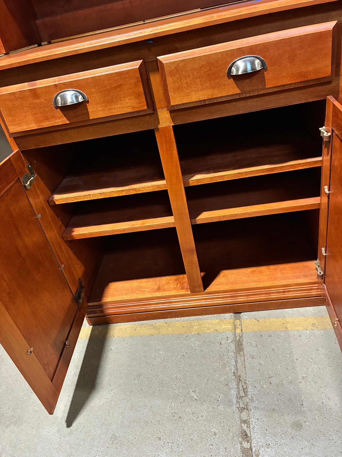 Cherry Finish Lighted China Cabinet and Buffet
