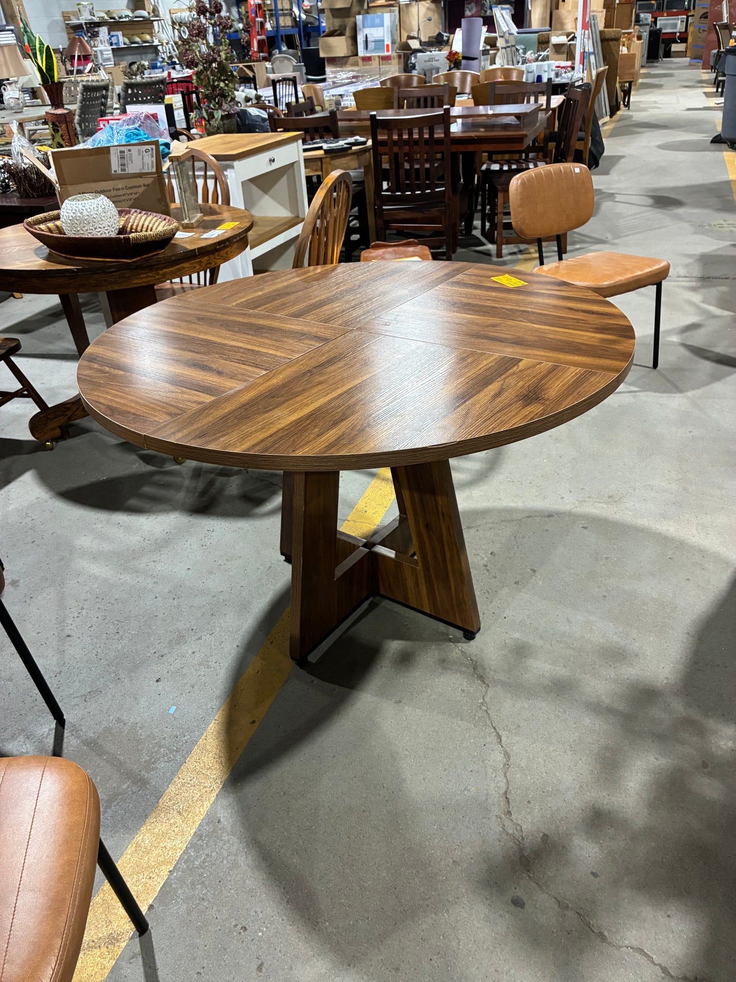 Modern Round Walnut Dining Table