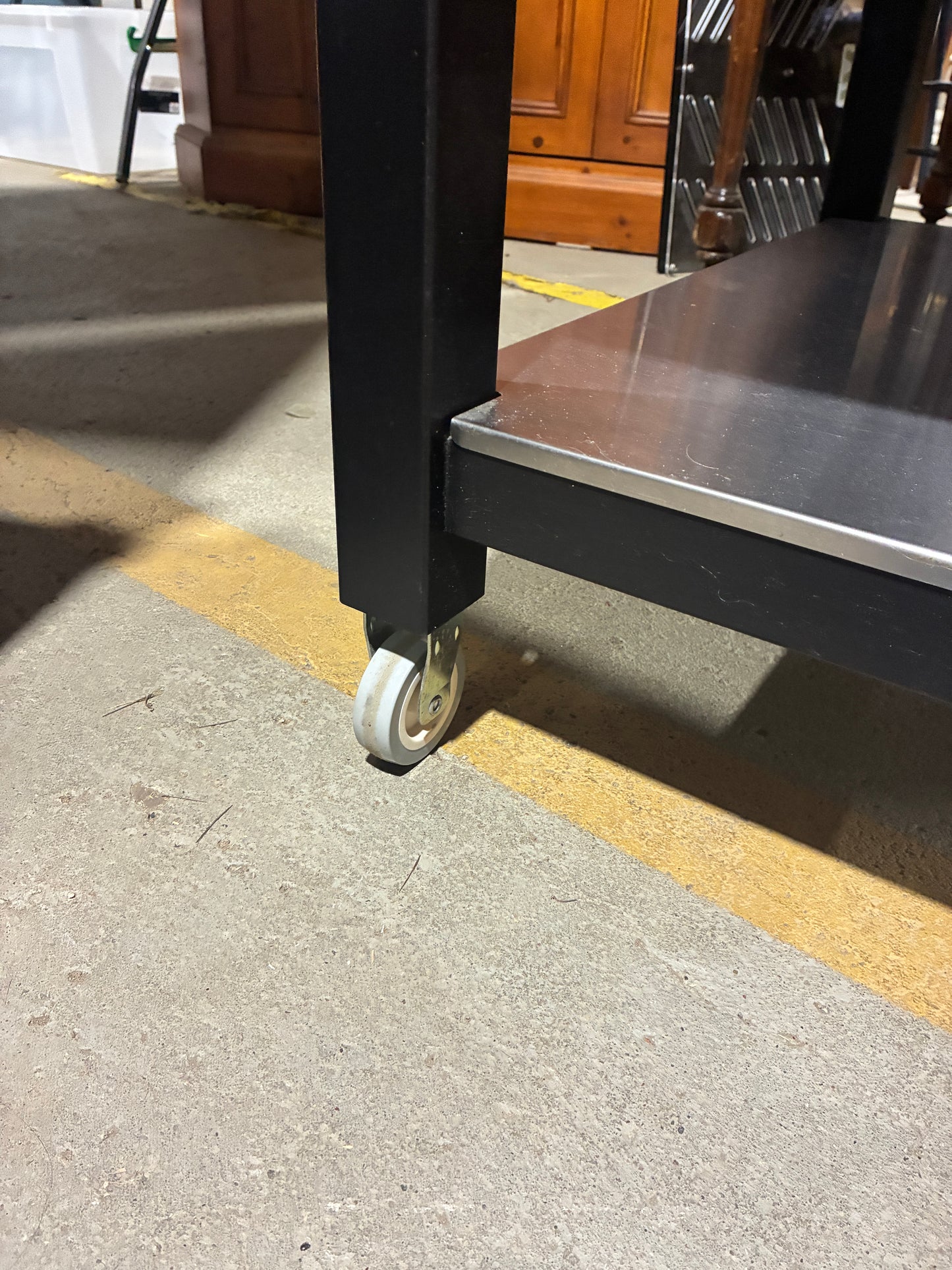Rolling Kitchen Island with Butcher Block Top
