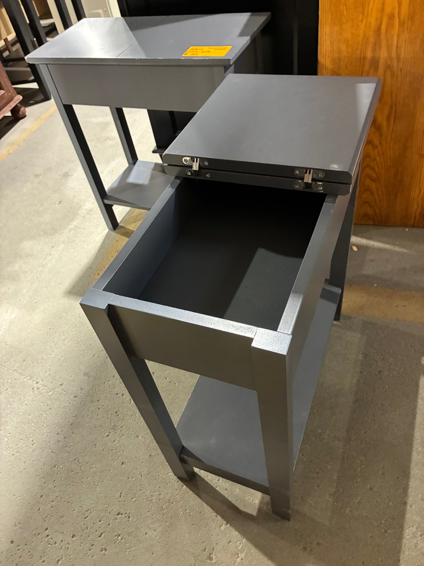 Gray Storage End Table