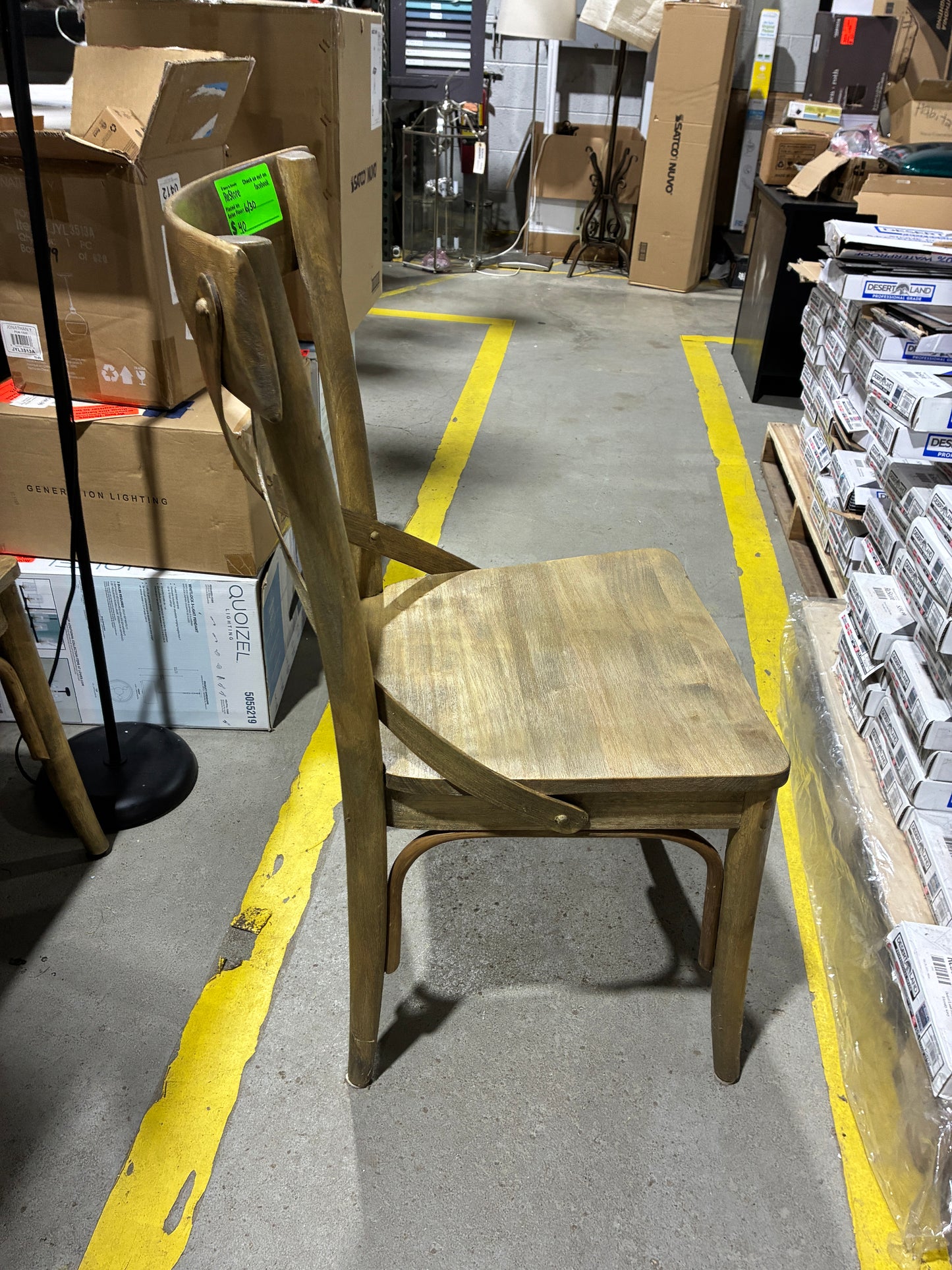 Rustic Wooden Cross Back Dining Chair