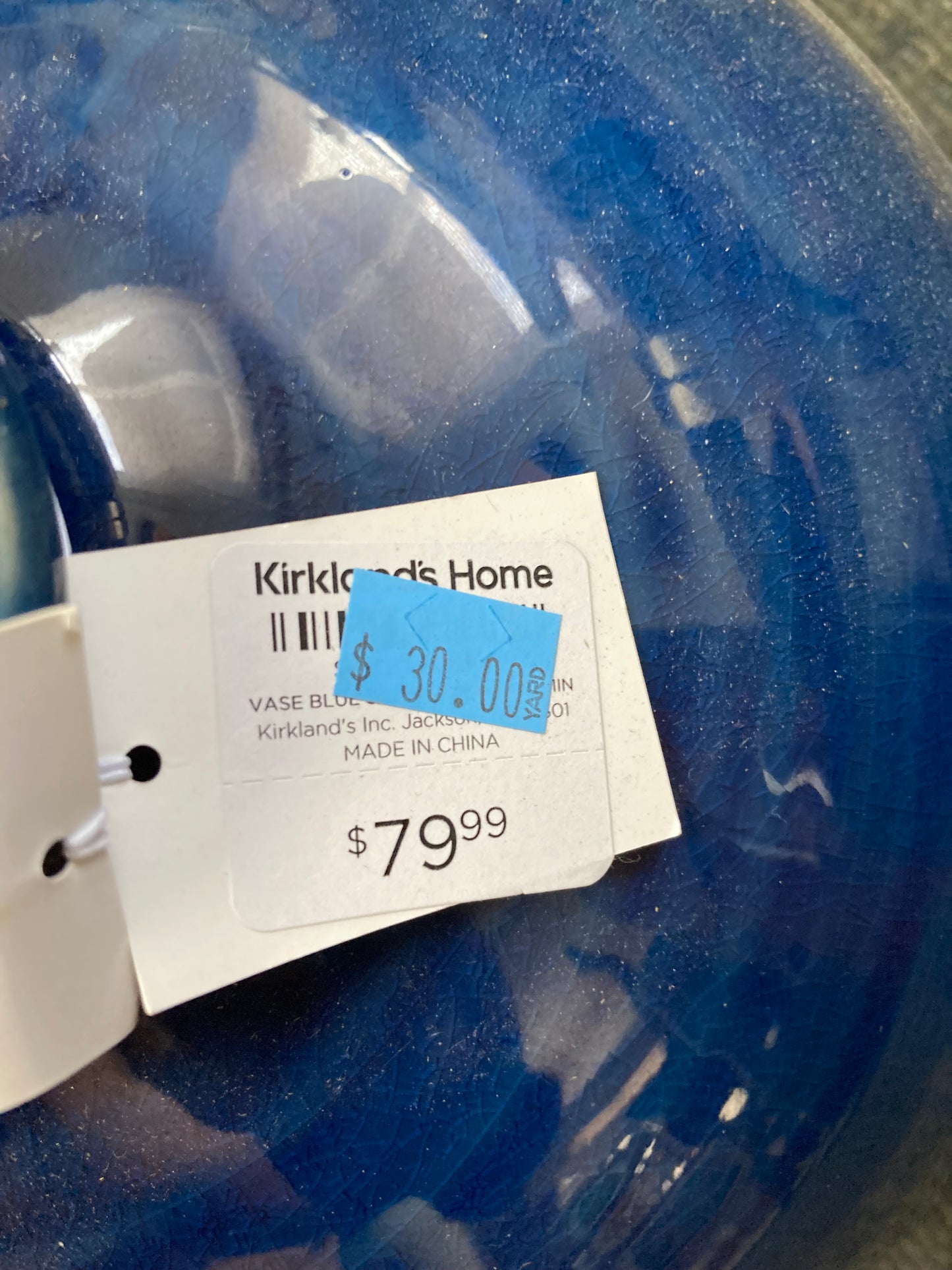 Kirkland's Home New Glossy Blue Ceramic Vase