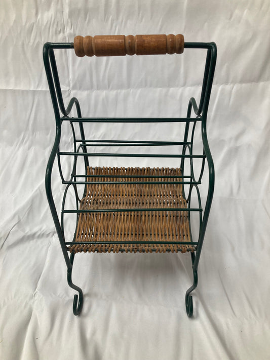 Metal & Wicker Wine Rack – 4 Bottle Capacity