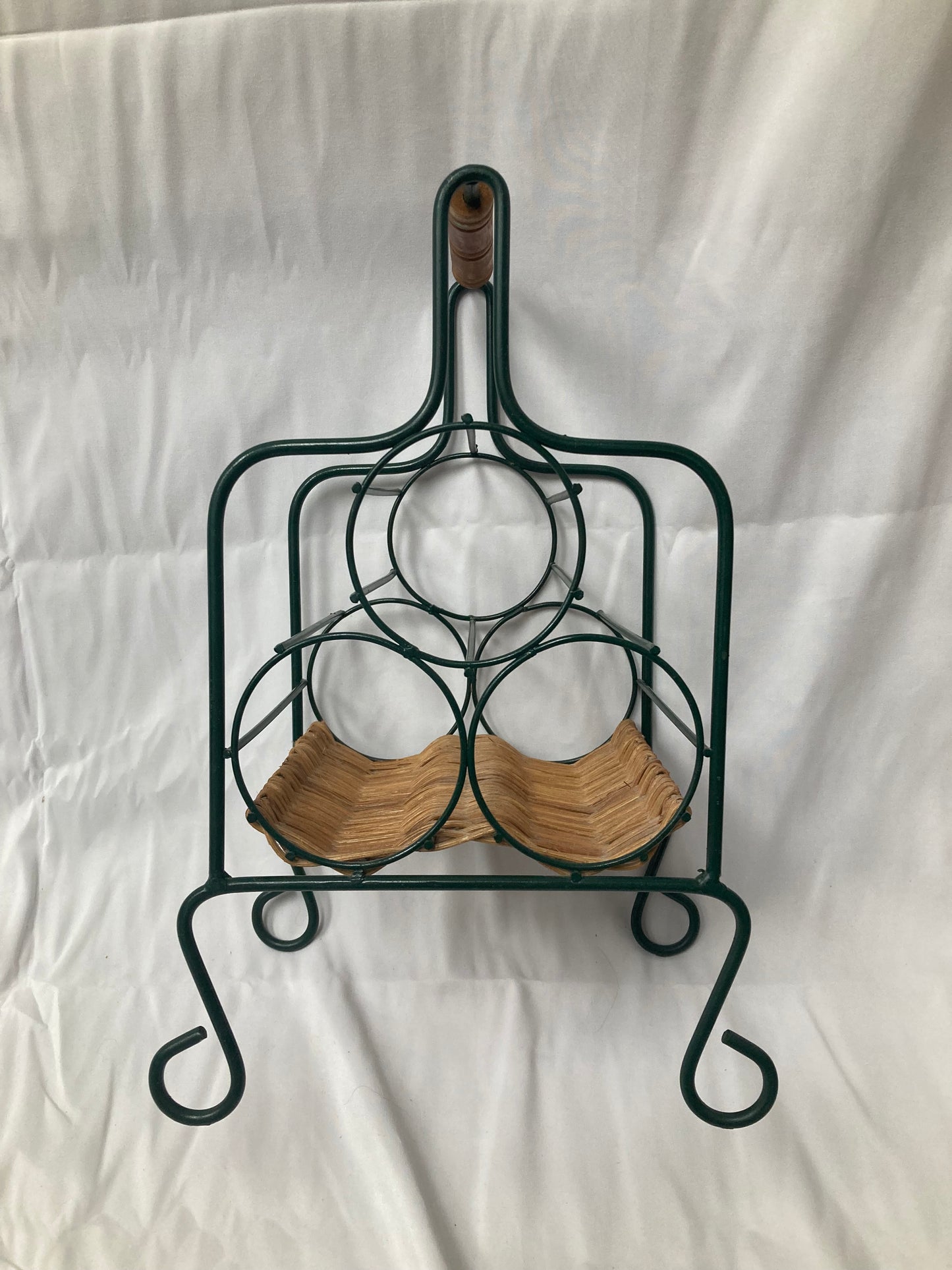Metal & Wicker Wine Rack – 4 Bottle Capacity