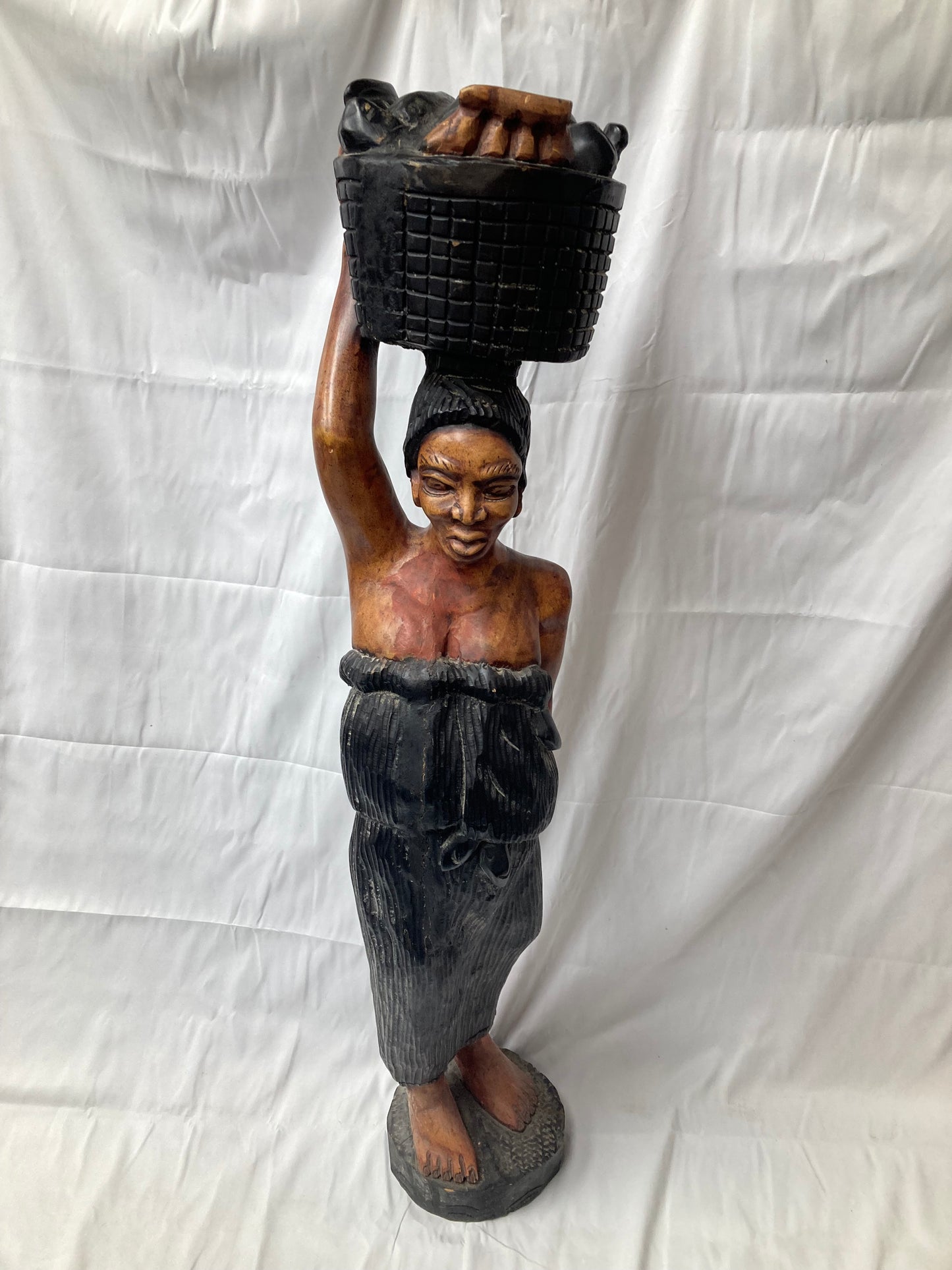 Hand-Carved Wooden Sculpture – 51" Tall