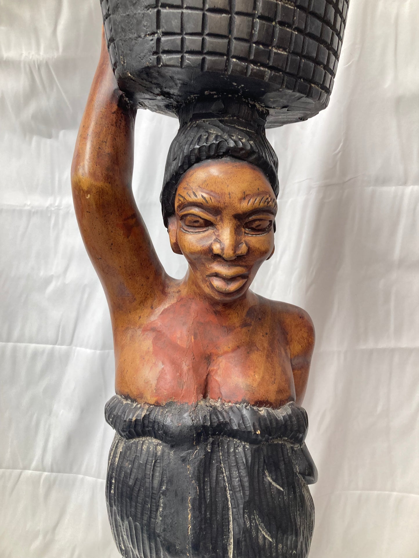 Hand-Carved Wooden Sculpture – 51" Tall