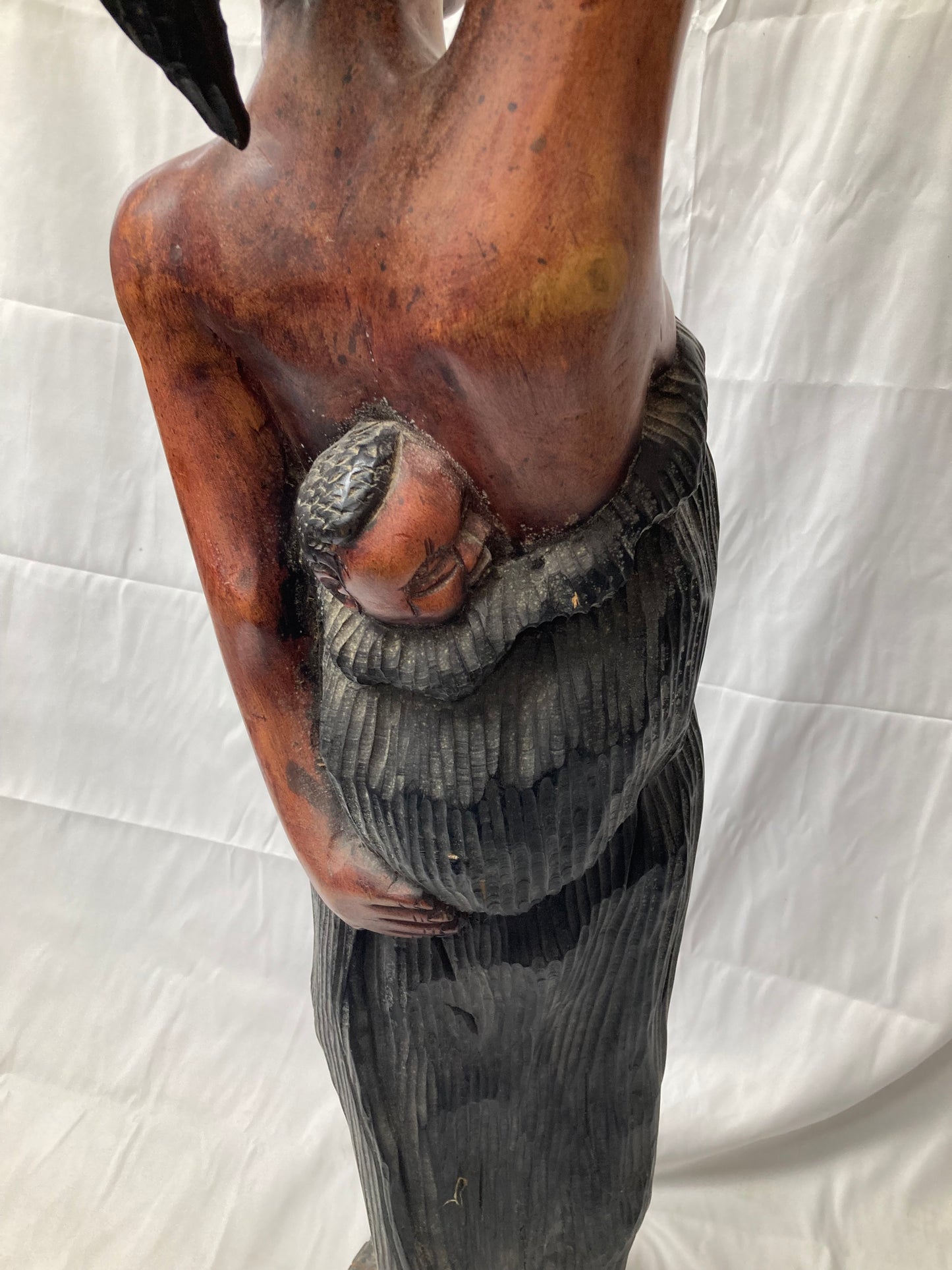 Hand-Carved Wooden Sculpture – 51" Tall