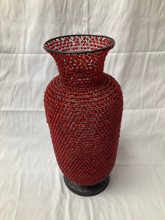 Red Beaded Decorative Vase