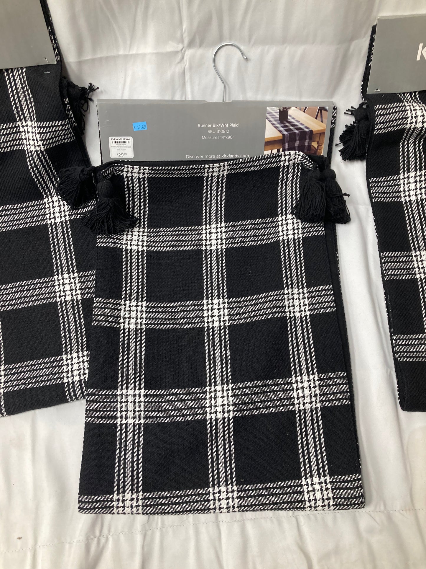 Kirkland’s Home Black & White Plaid Table Runners
