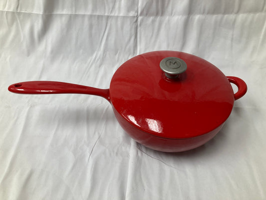Martha Stewart Red Enameled Cast Iron Sauté Pan with Lid – 10"