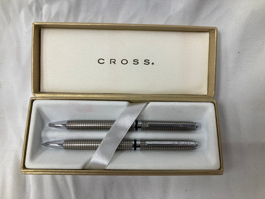 Cross Pen & Mechanical Pencil Gift Set – Chrome Grid Design
