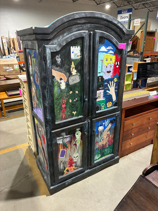 Hand Painted Armoire Cabinet
