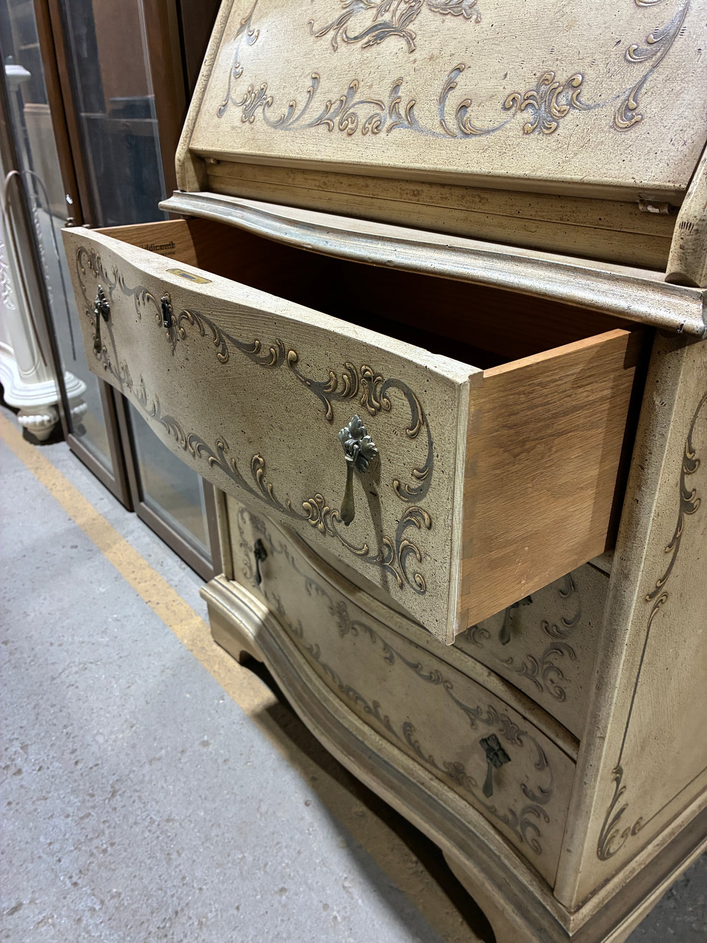 John Widdicomb Vintage Secretary Cabinet with Hutch Top