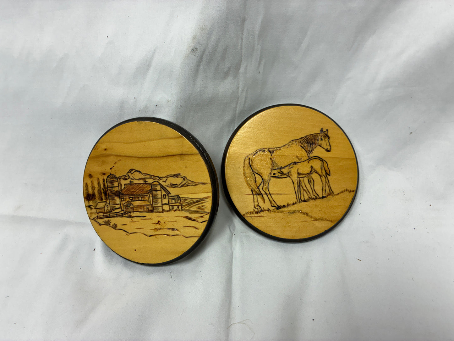 Handcrafted Wood Burned Wooden Coaster Set by E.J. Kuntz
