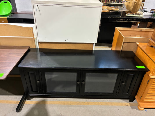 Classic Black Entertainment Center with Glass Doors