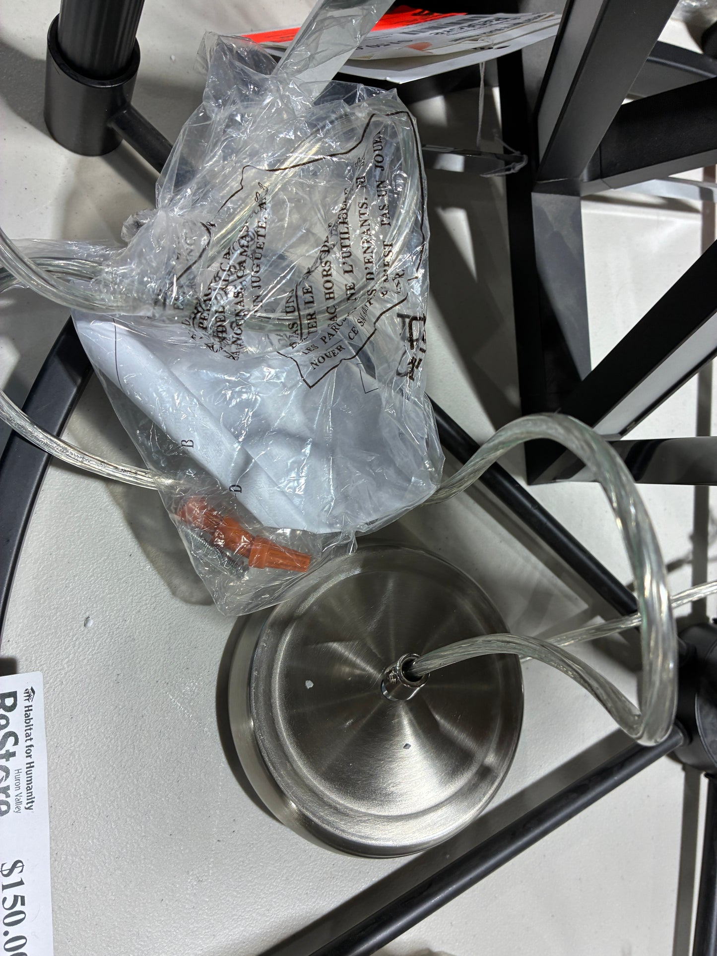 Blue Art Glass Pendant Light with Brushed Nickel Hardware