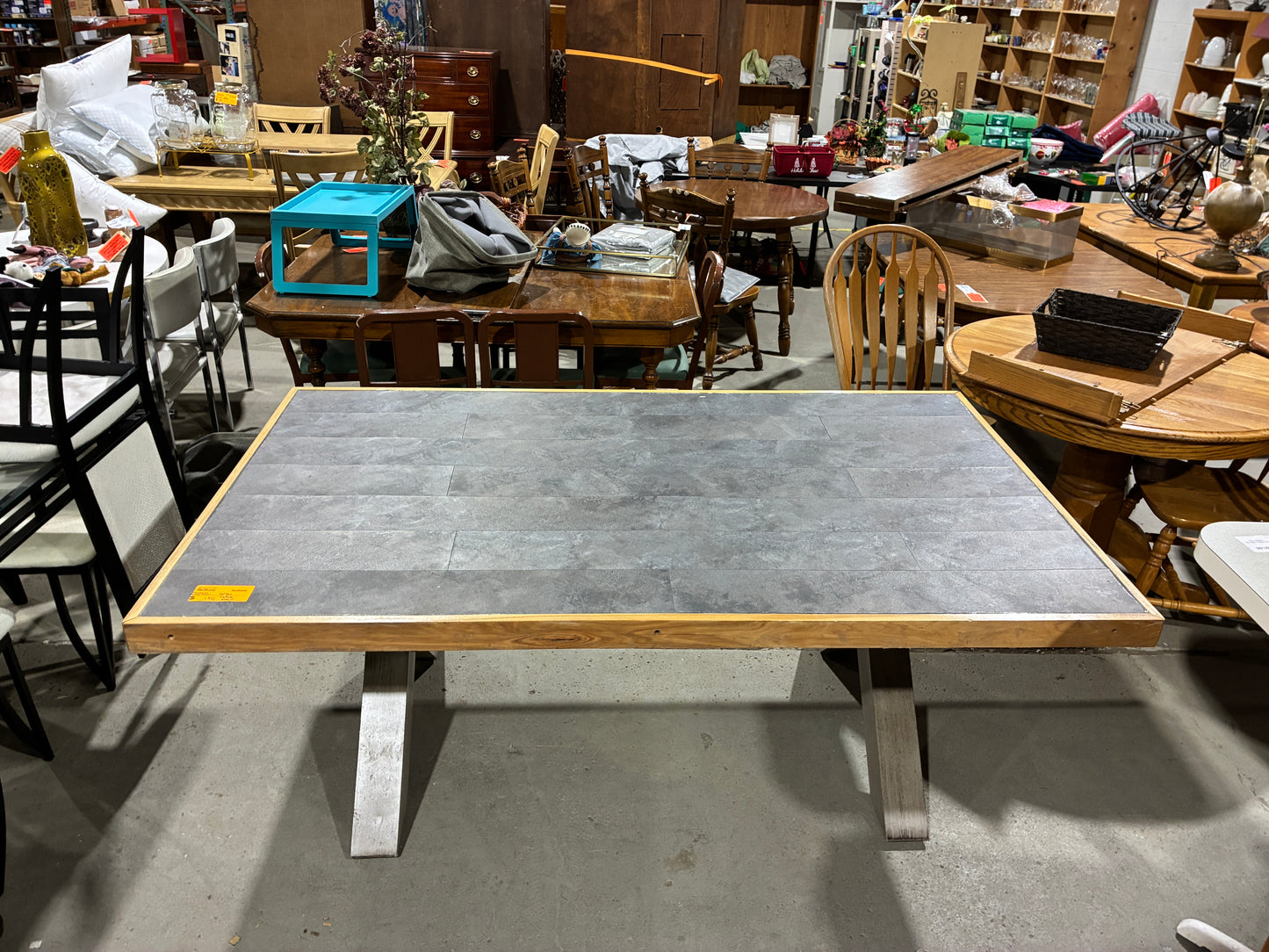 Modern Dining Table with Tile-Style Top
