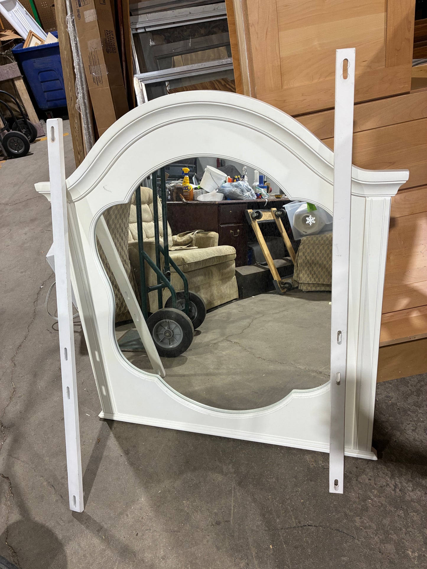 White Vintage Double Dresser with Matching Mirror
