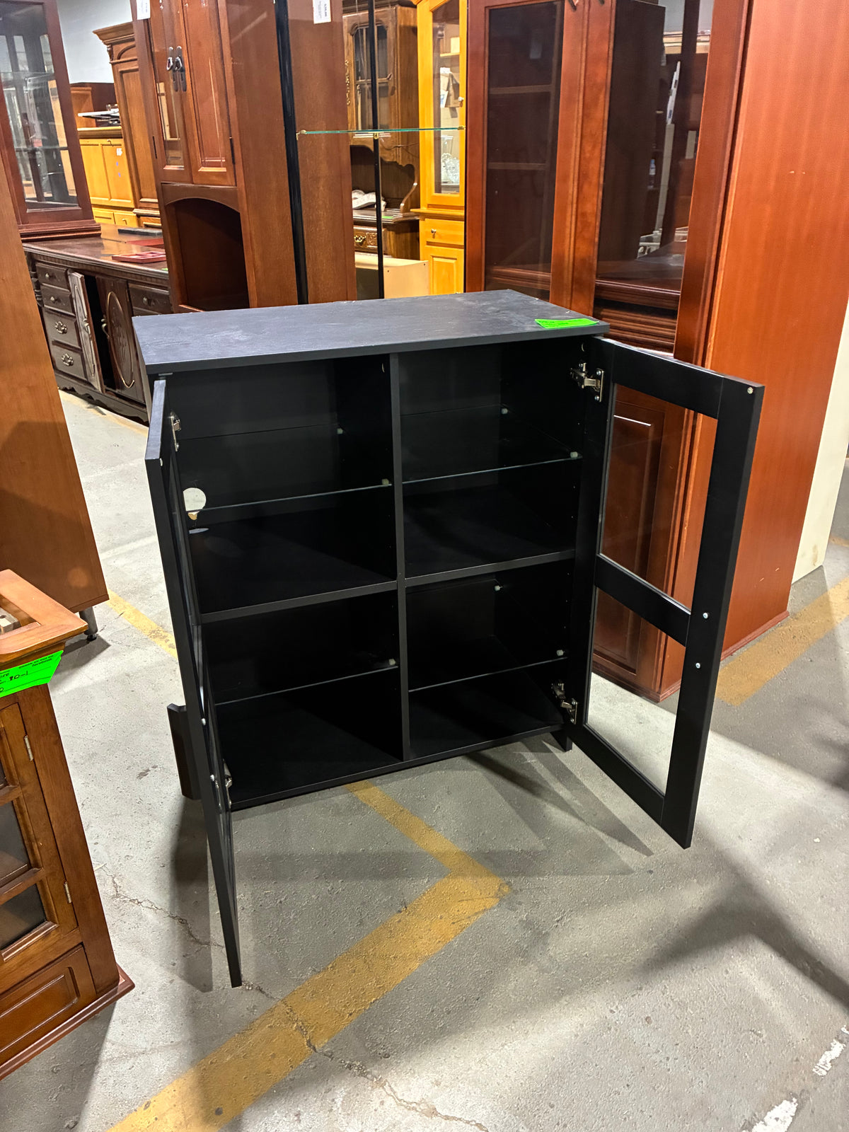 Modern Black Glass-Door Storage Cabinet
