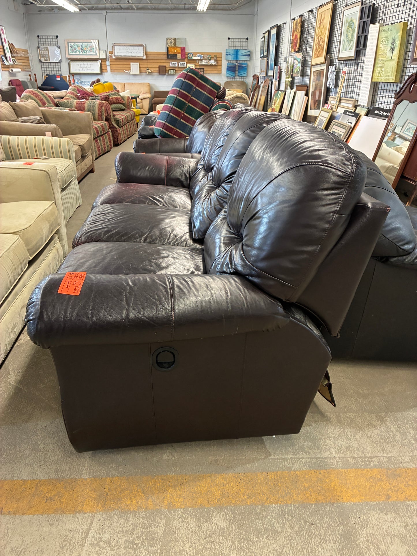 Dark Brown Reclining Sofa with Dual End Recliners