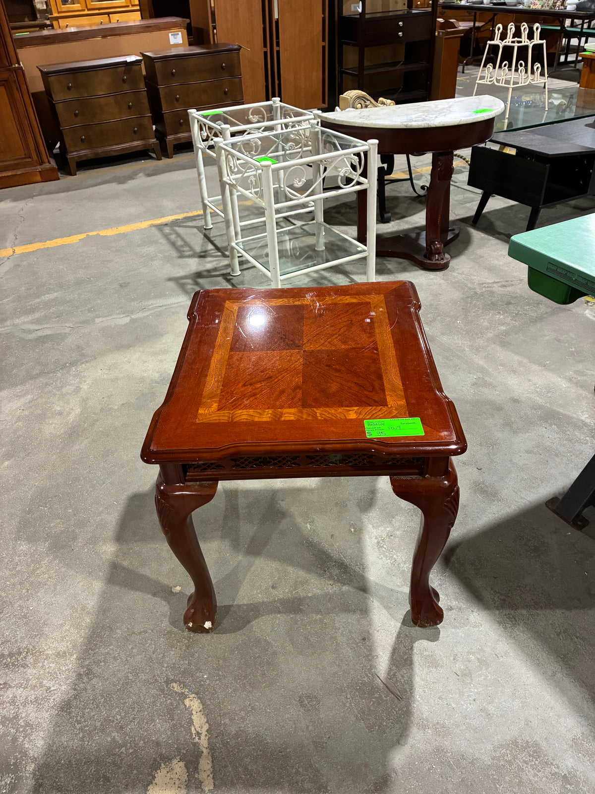 Traditional Cherry Wood Coffee Table with Decorative Inlay