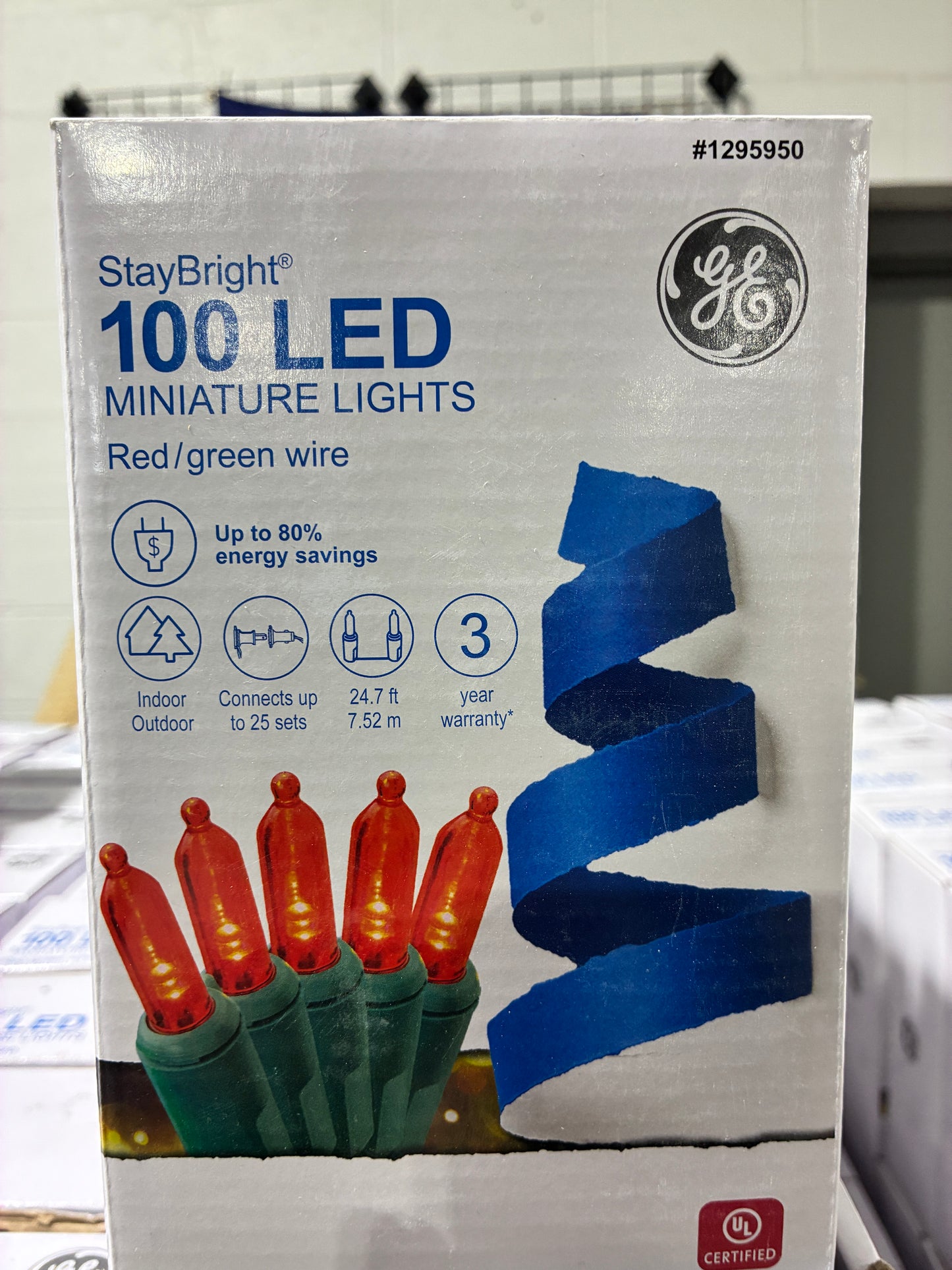 GE StayBright 100 LED Miniature Red Lights