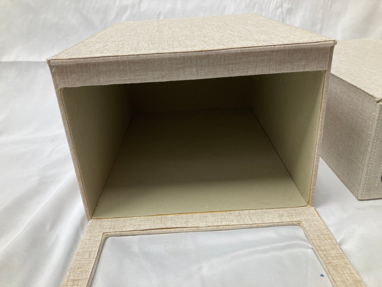 Set of Three Fabric Storage Boxes with Clear Front Panels