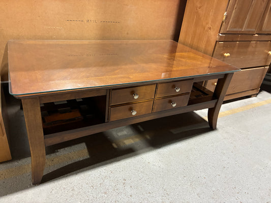 Glass Top Coffee Table with Storage Drawers