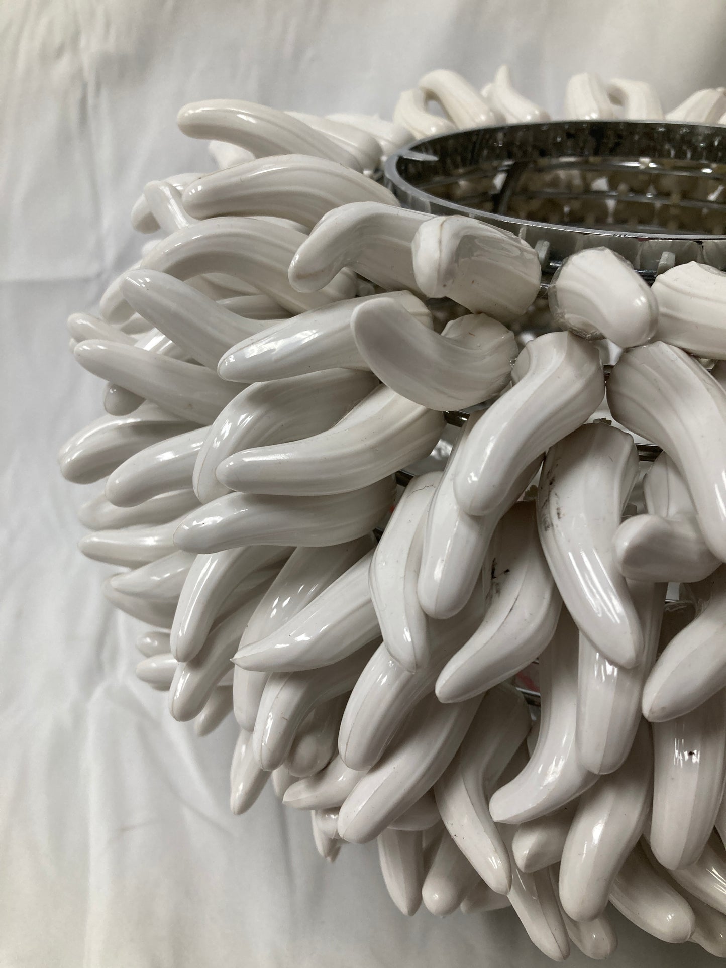 White Ceramic "Sea Urchin" Light Fixture