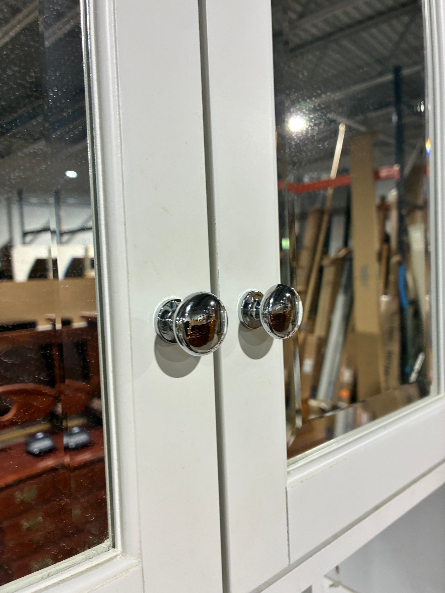 White Wall-Mounted Storage Cabinet with Glass Doors