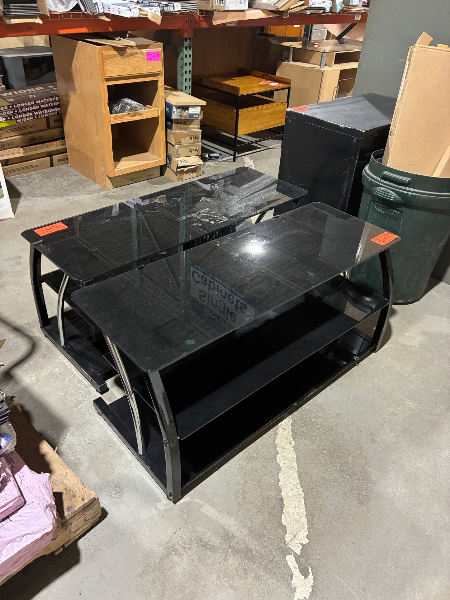Black Glass TV Stand / Media Console