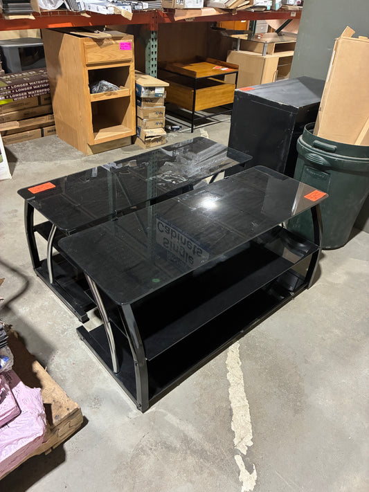 Black Glass TV Stand / Media Console