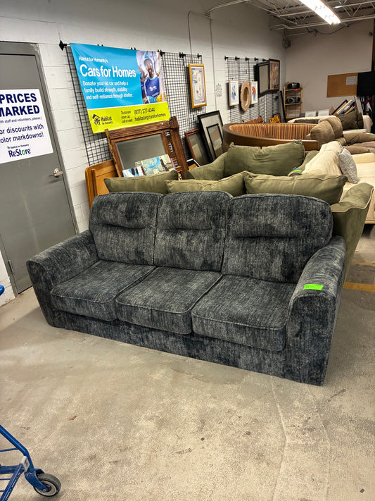 Charcoal Gray Upholstered Three-Seat Sofa