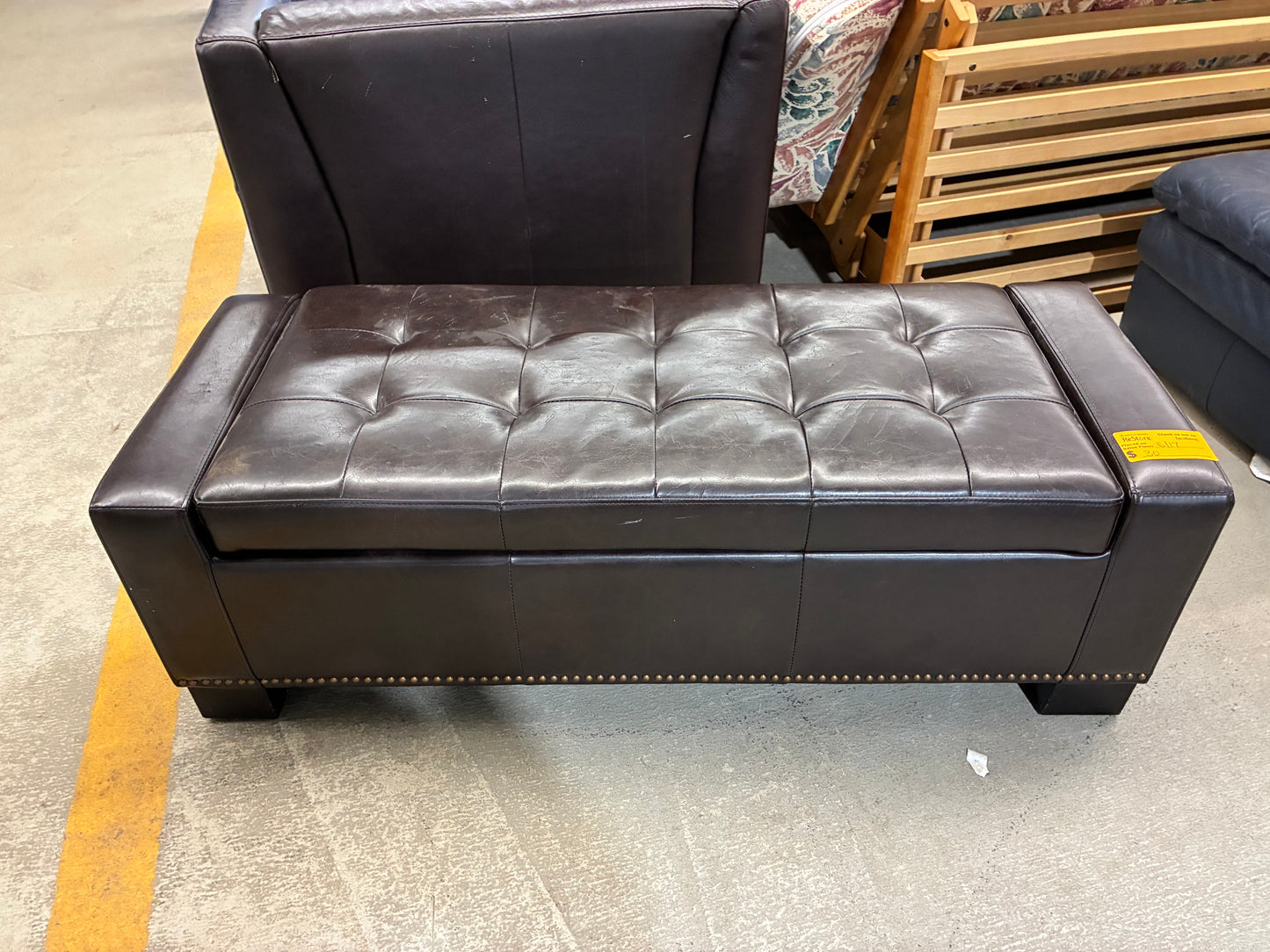 Dark Brown Storage Ottoman Bench