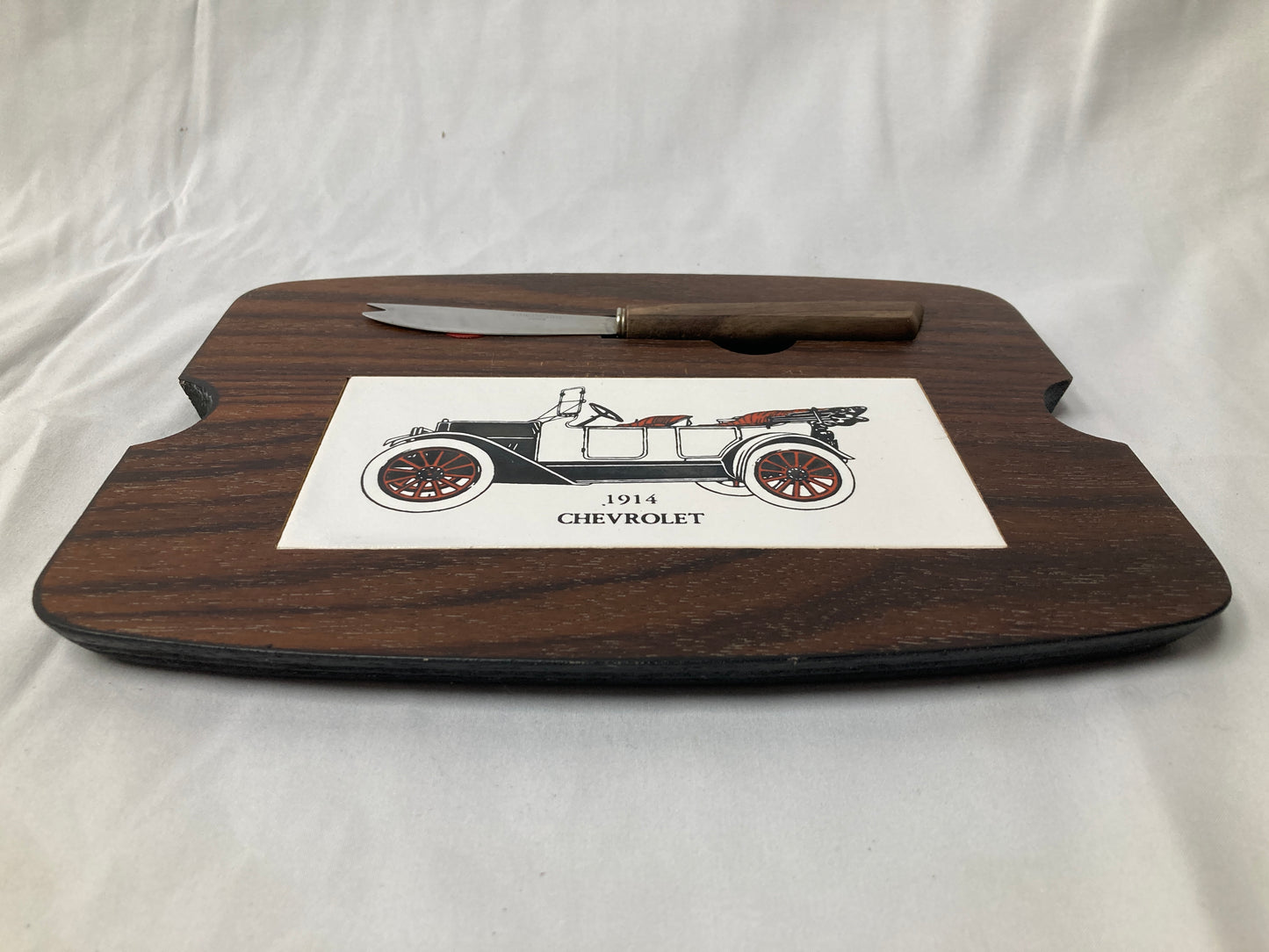 Vintage 1914 Chevrolet Cheese Board with Knife
