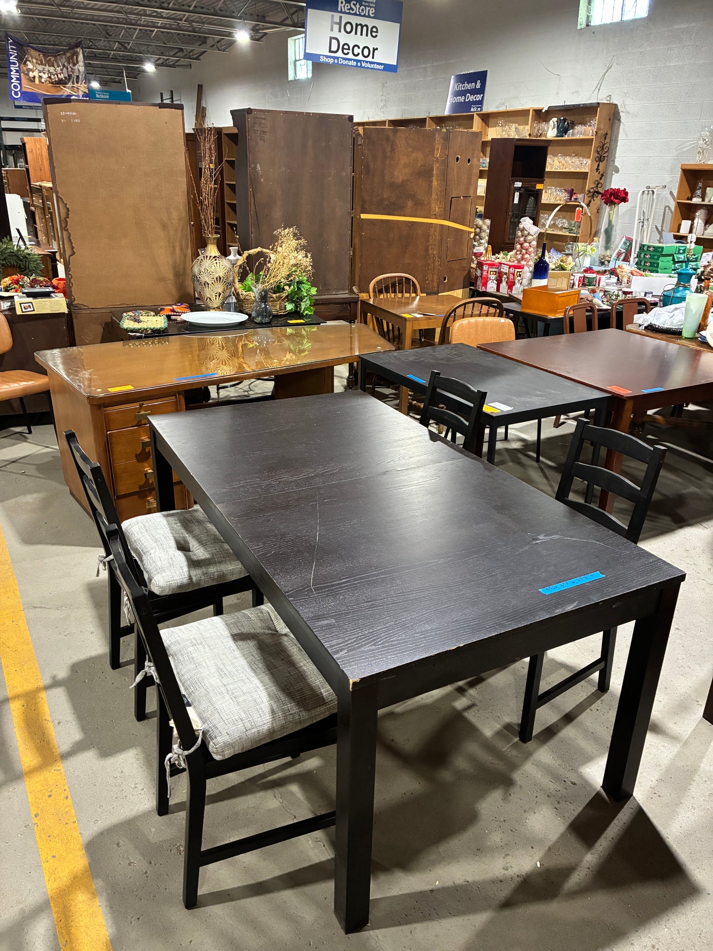 Black Dining Table with 4 Chairs
