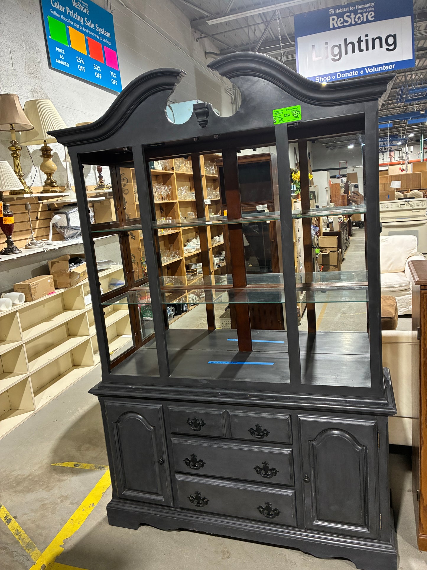 Black Lighted China Cabinet & Display Hutch