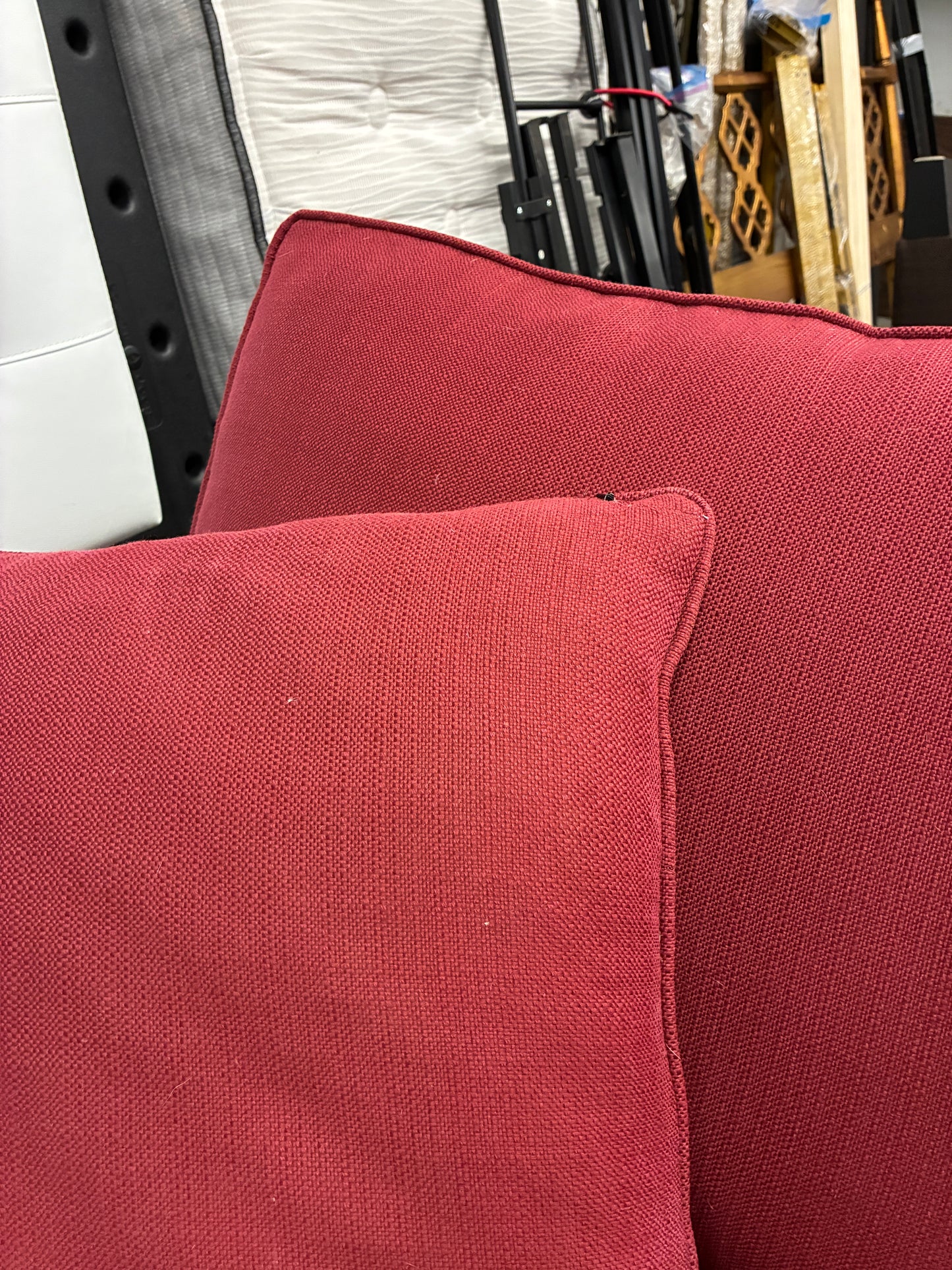 Ethan Allen Red Upholstered Sofa