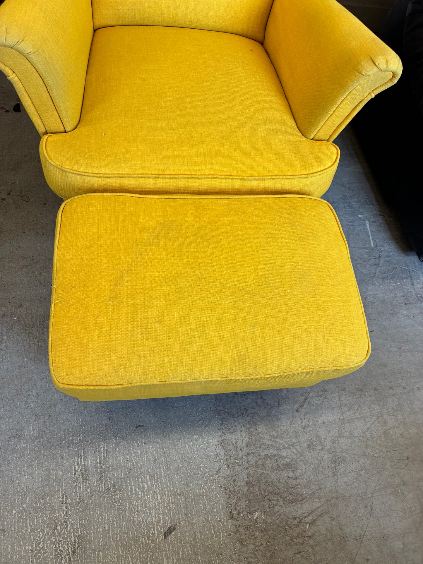 Bright Yellow Wingback Accent Chair with Ottoman