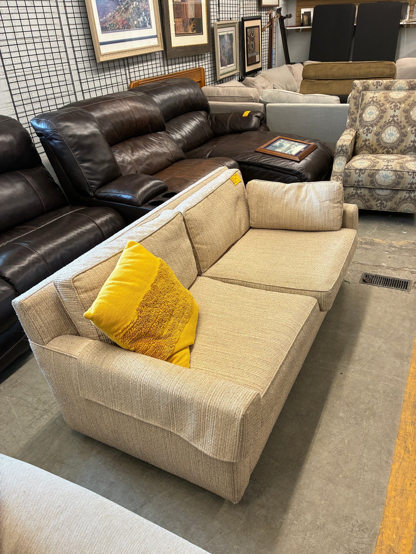 Custom Built Sepi's Beige Loveseat