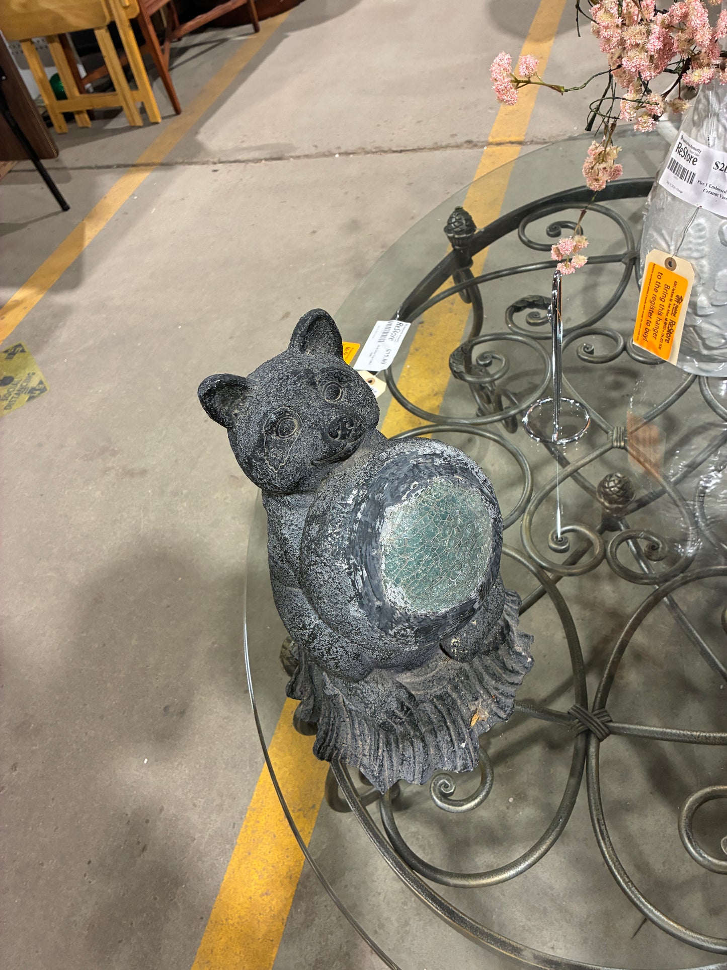 Solar-Powered Bear Garden Statue with Globe Light