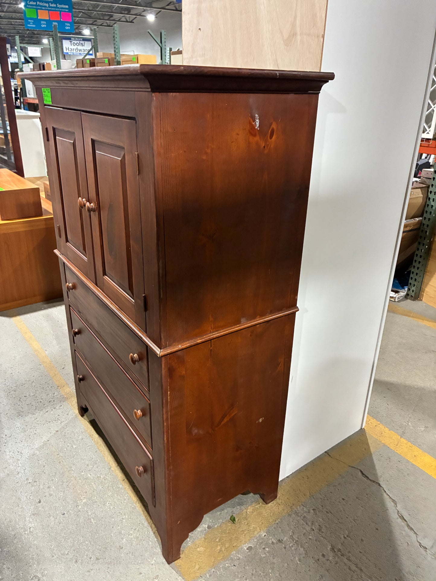Rustic Wood Storage Armoire with Drawers