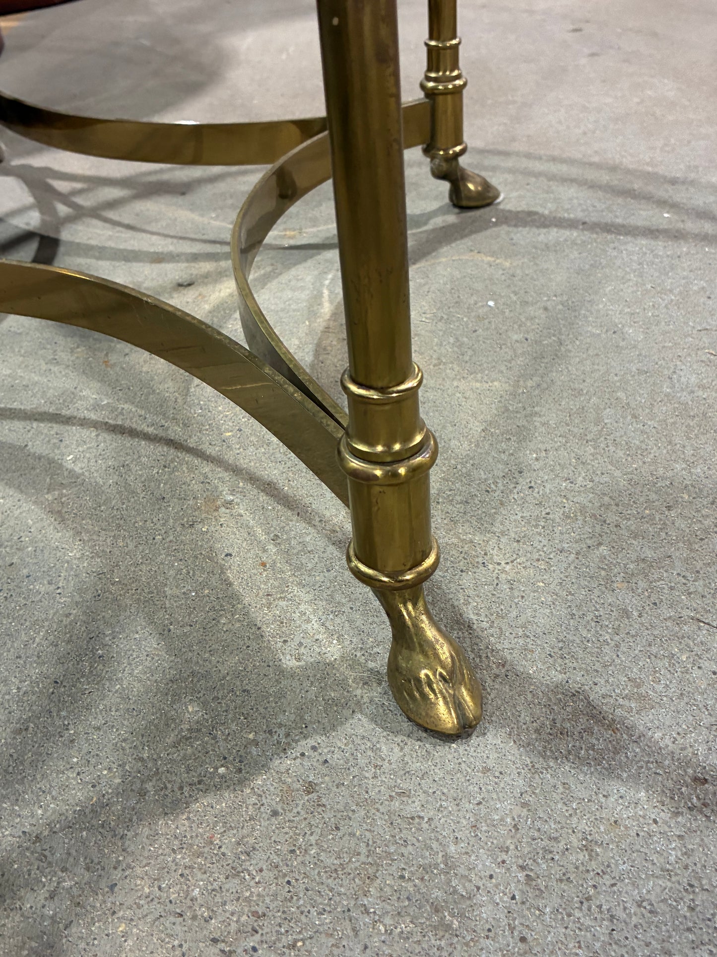 Round Glass Coffee Table with Brass-Finish Metal Base