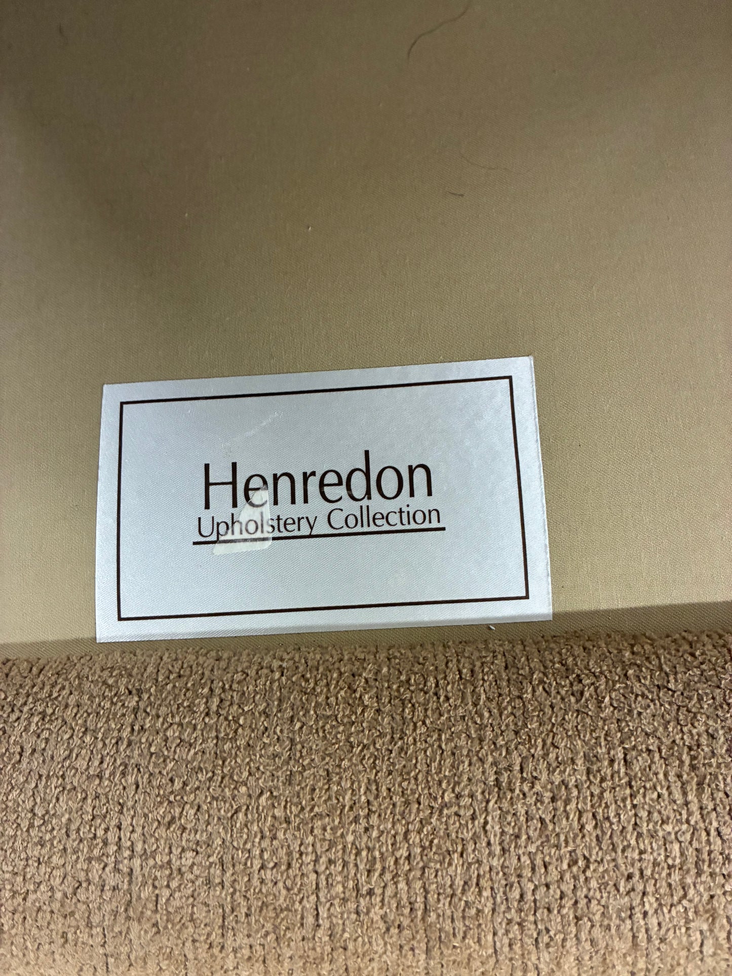 Henredon Tan Upholstered Sofa with Accent Pillows