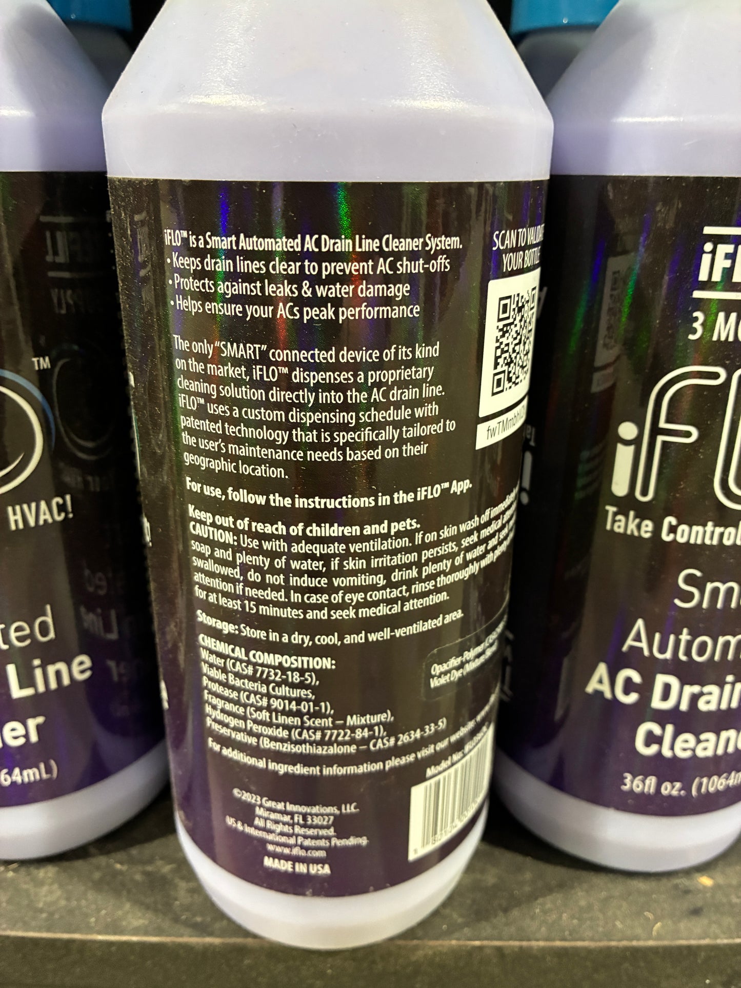iFLO Smart Automated AC Drain Line Cleaner Refill 3 Month Supply 36 fl oz