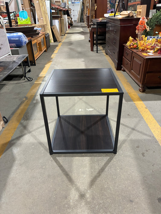 Modern Black Wood Side Table with Lower Shelf