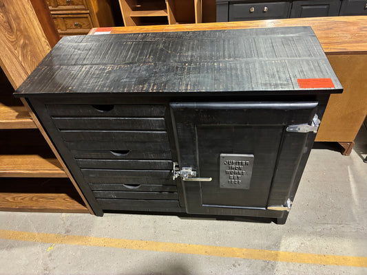 Industrial Style Black Storage Cabinet with Drawers & Door