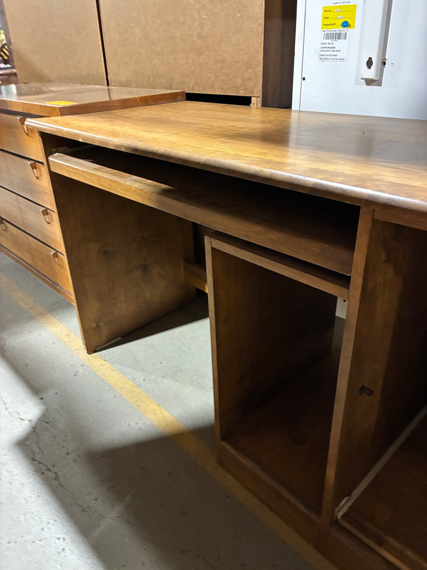 Vintage Wood Computer Desk with Pull-Out Keyboard Tray