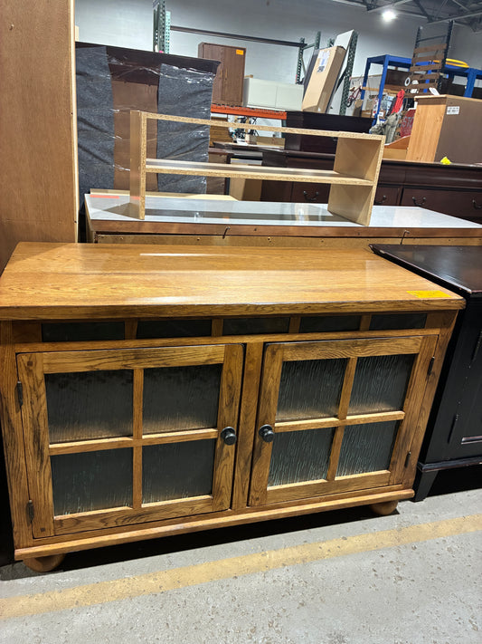 Oak Cabinet with Textured Glass Doors